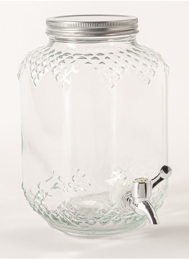 Twin Glass Juice Dispenser with Juice Cups 9 Pcs Set 4 L