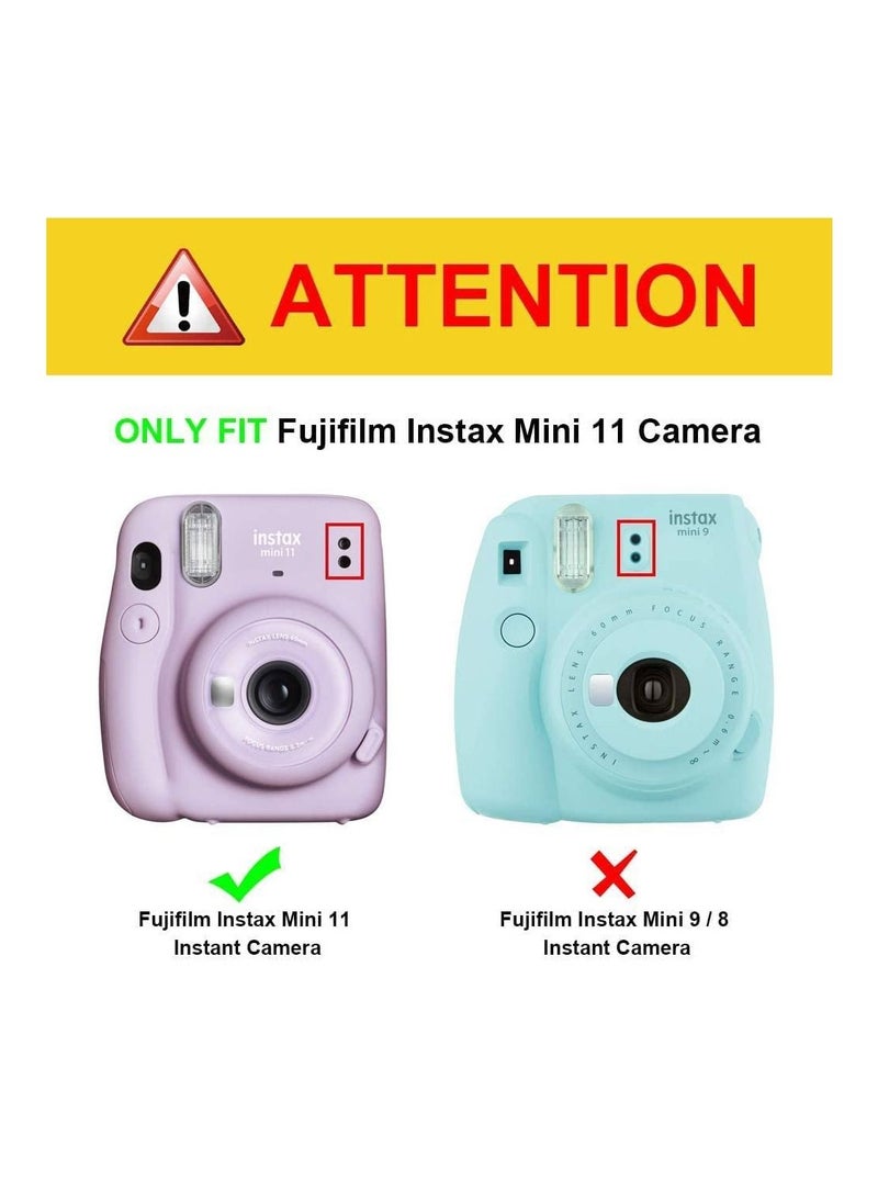 Y&D - PU Leather Camera Case Compatible For Fujifilm Instax Mini 11 Instant with Adjustable Strap and Pocket (Magic Silver) - Image 1