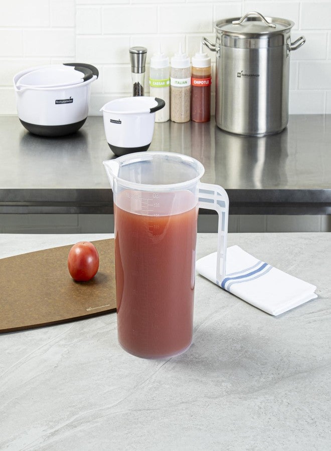 ريستورنت وير كوب قياس للمطاعم، عبوة من 4 كوارتات، وعاء قياس سائل ذو فوهة مخروطية، مُدرّج بوحدات مل وأونصة، كوب قياس بلاستيكي شفاف بمقبض، مناسب للطبخ والخبز والزيت والدقيق - Image 3