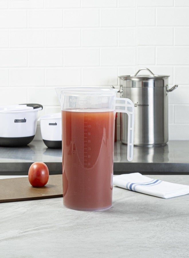 ريستورنت وير كوب قياس للمطاعم، عبوة من 4 كوارتات، وعاء قياس سائل ذو فوهة مخروطية، مُدرّج بوحدات مل وأونصة، كوب قياس بلاستيكي شفاف بمقبض، مناسب للطبخ والخبز والزيت والدقيق - Image 4