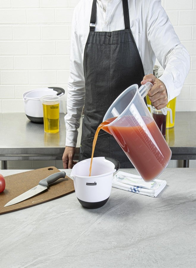 ريستورنت وير كوب قياس للمطاعم، عبوة من 4 كوارتات، وعاء قياس سائل ذو فوهة مخروطية، مُدرّج بوحدات مل وأونصة، كوب قياس بلاستيكي شفاف بمقبض، مناسب للطبخ والخبز والزيت والدقيق - Image 5