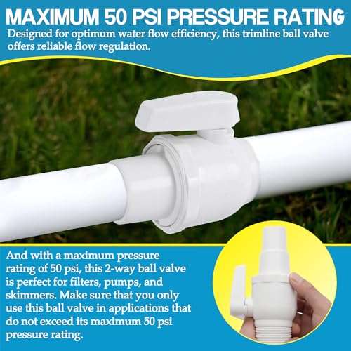 TonGass 1.5" MIP x 1.5" - 1.25" 2-Way Econoline Ball Valve Compatible with Hayward Pool Filter PN. SP0729 - ABS Plastic Non-Corrosive Valve - Max. 50 psi Pressure Rating - Image 5