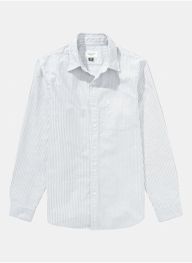 American Eagle AE Everyday Striped Oxford Button-Up Shirt  - Image 3