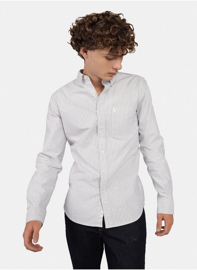 American Eagle AE Everyday Striped Oxford Button-Up Shirt  - Image 1