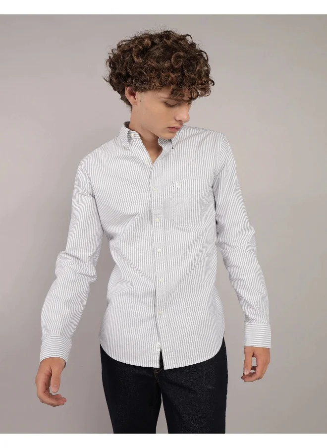 American Eagle AE Everyday Striped Oxford Button-Up Shirt