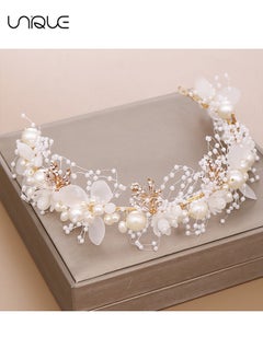 Unique Wedding Hair Accessories for Kids, Princess Headpiece White Flower Headband Pearl Hair Dress for Girl and Flower Girls Lovely Bridal Wedding Hair Band  - Image 2