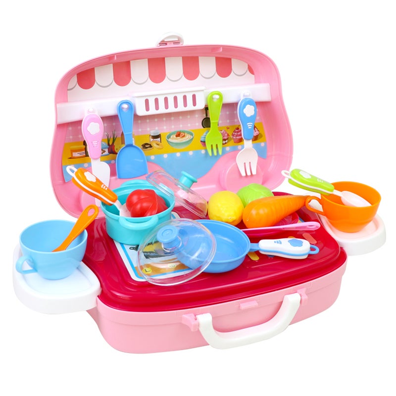 Pretend Play Kitchen Set – Sliding Suitcase Toy – Portable Cooking Playset, 20PCS Accessories, Educational Chef Kit for Kids, Role Play Fun, Ideal Gift for Toddler Girls  Travel Entertainment - Image 4