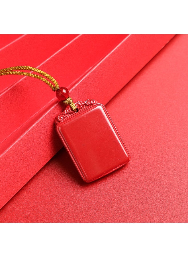 Genuine High-content Cinnabar Imperial Sand Six-syllable Mantra Heart Sutra Worry-free Plaque Premium Necklace - Image 2