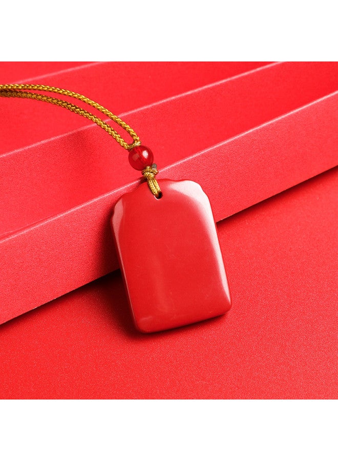 Genuine High-content Cinnabar Imperial Sand Six-syllable Mantra Heart Sutra Worry-free Plaque Premium Necklace - Image 3