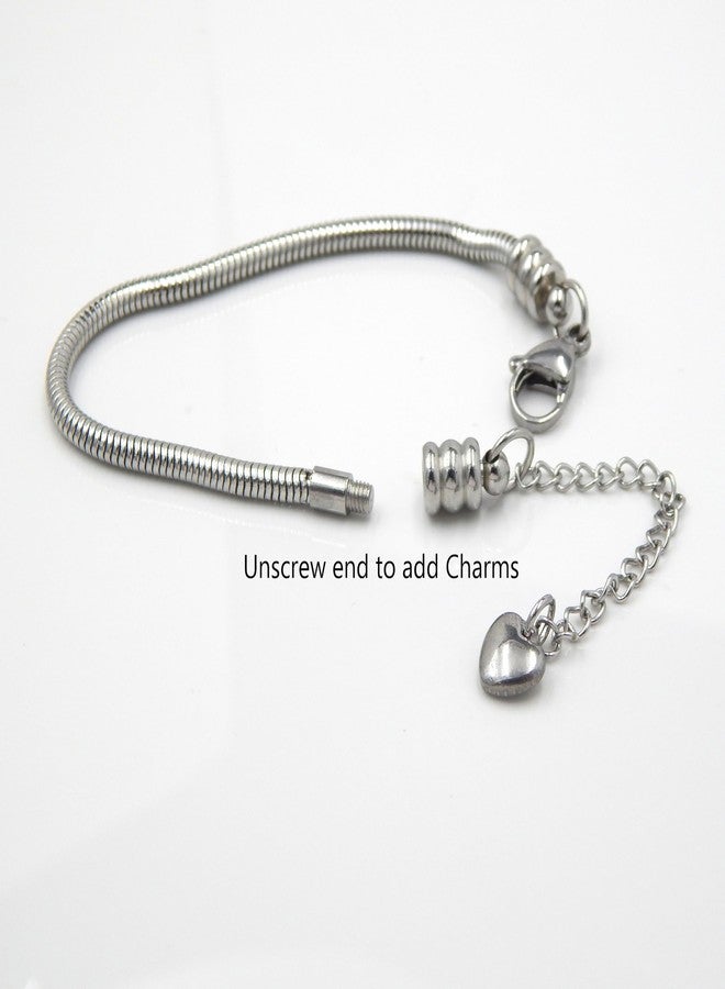 آيسروز سوار بداية من الفولاذ المقاوم للصدأ، يناسب مجوهرات باندورا، مزود بمشبك أوروبي، يأتي مع خرزتين (مشبك على شكل مخلب جراد البحر 6 بوصات يناسب المقاس الصغير). - Image 3