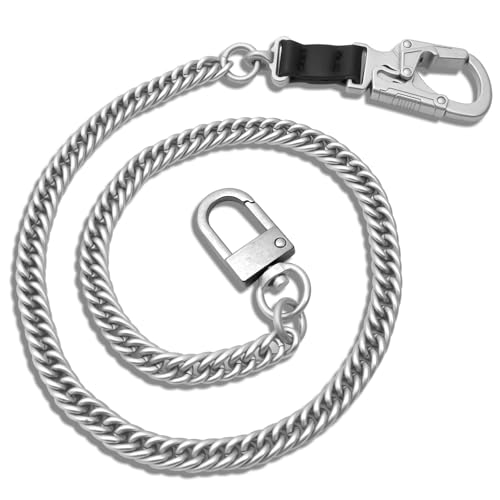 Ahiller 25" Long Wallet Chains for Men, Lightweight Stainless Steel Key Chain with Alloy Double Lock Carabiner, Anti-Loss Design for Biker, Punk Style Accessories (BK-Silver) - Image 1