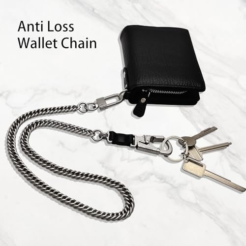 Ahiller 25" Long Wallet Chains for Men, Lightweight Stainless Steel Key Chain with Alloy Double Lock Carabiner, Anti-Loss Design for Biker, Punk Style Accessories (BK-Silver) - Image 4