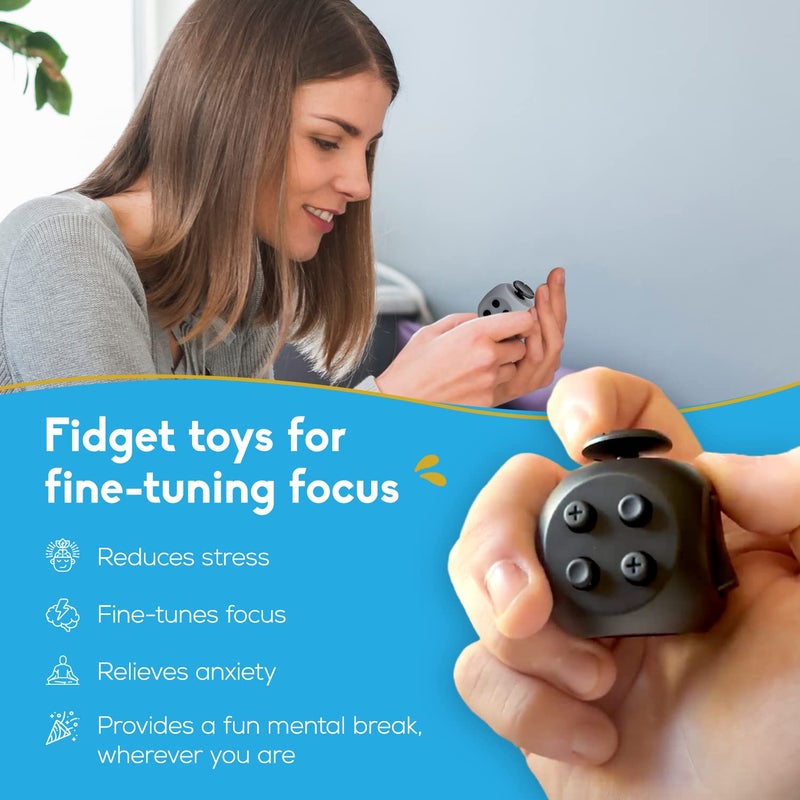 PILPOC theFube Fidget Cube, 6-Sided Stress Relief & Focus Toy for Adults & Kids, Boosts Concentration, Mindfulness Aid, Silent & Audible Modes, Includes Carry Case for Portability (Rainbow) - Image 2
