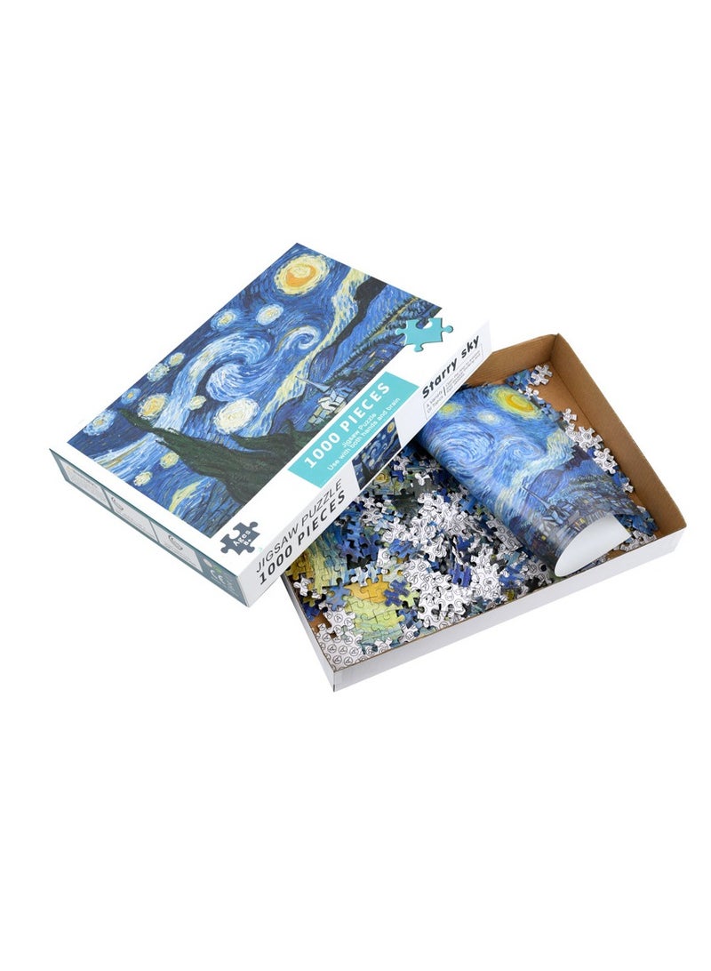 general Adult Jigsaw Puzzle 1000 Pieces Paper Jigsaw Puzzle Intelligence Stress Relief DIY Large Jigsaw Puzzle Game Toy Gift (Starry Sky) - Image 2
