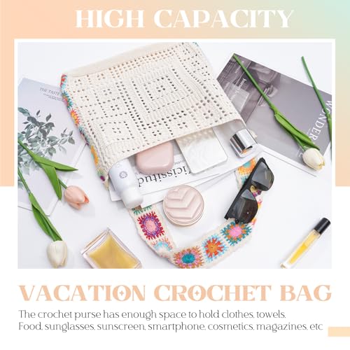 Babelshar Crochet Beach Tote Bag Summer Vacation Hobo Tote Knit Bags for Women Mesh Woven Travel Crochet Purse Aesthetic Bag - Image 4