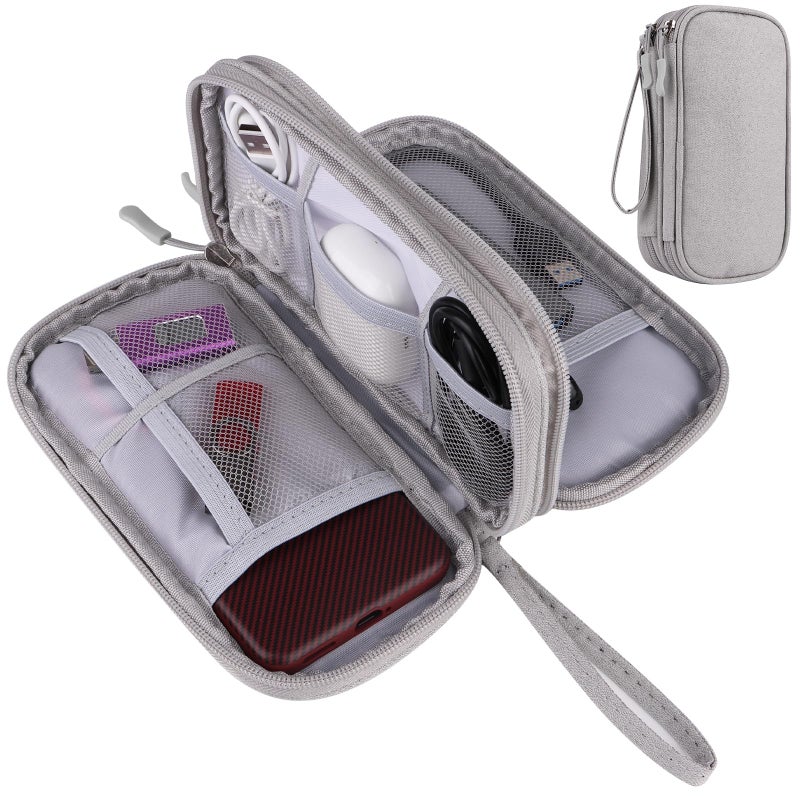 JIAKAI Travel Cable Organizer - Electronics Accessories Bag(Double Layer - Grey) - Image 1