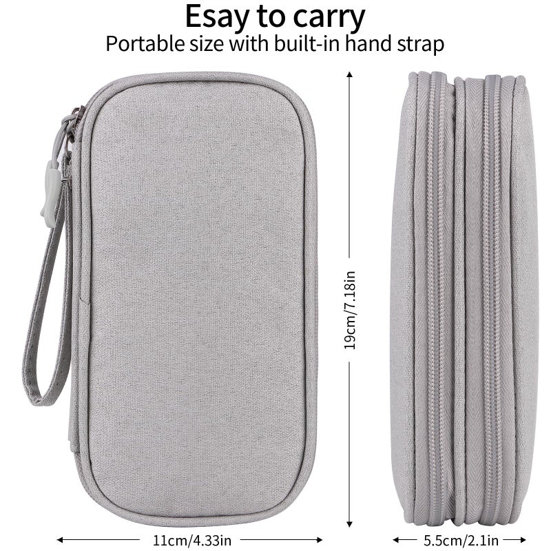 JIAKAI Travel Cable Organizer - Electronics Accessories Bag(Double Layer - Grey) - Image 2