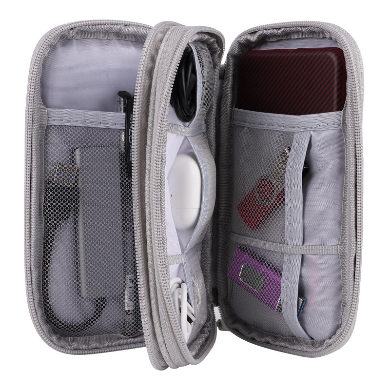 JIAKAI Travel Cable Organizer - Electronics Accessories Bag(Double Layer - Grey) - Image 5