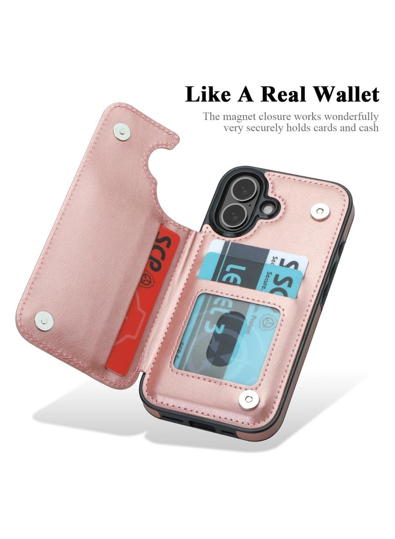 general Case for iPhone 16 with Card Clip, Flower Magnetic Closure Flip Case, Wallet Case for iPhone 16 for Women - Image 2