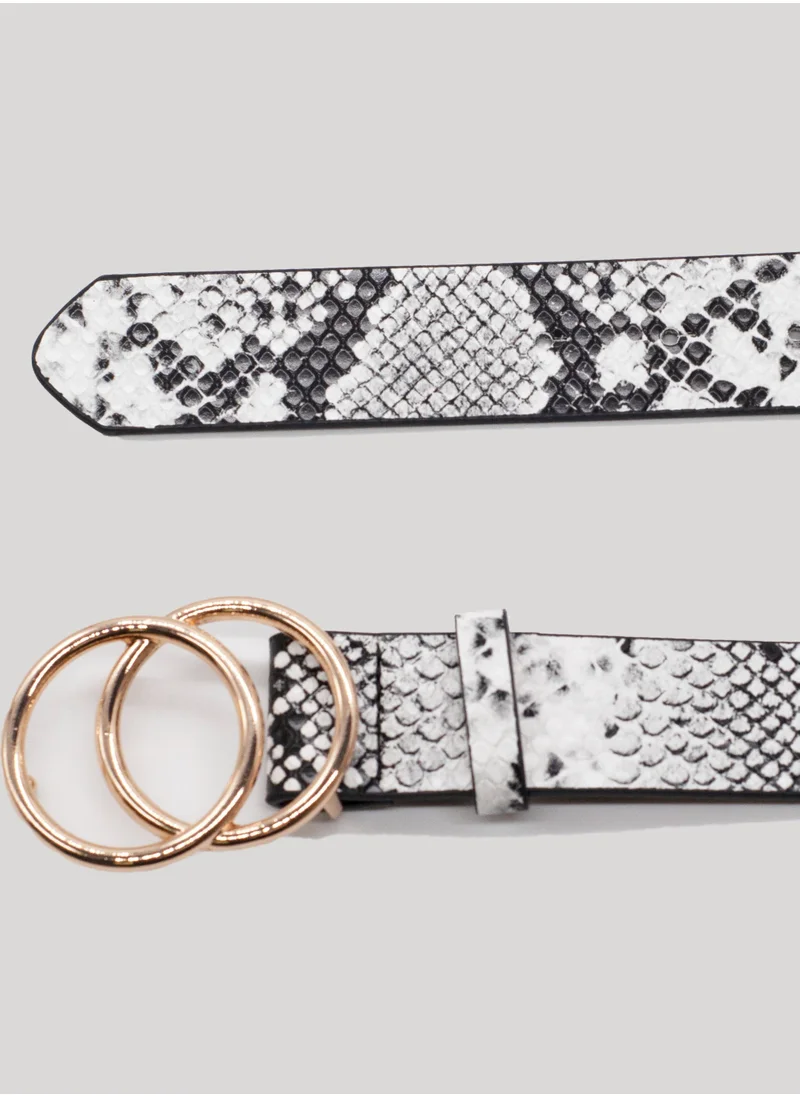 AMICA Animal Print Buckle Belt-White