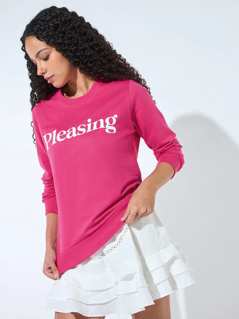 OUTZIDR Pink Typographic Sweatshirt
