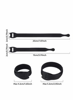 KASTWAVE Velcro strap Cable Tie, 60Pcs Black Reusables Premium Nylon Adjustable Wire Ties Cable Straps, for Cord Management and Desk or Office Organization, 6 inch and 8 inch...  - Image 2