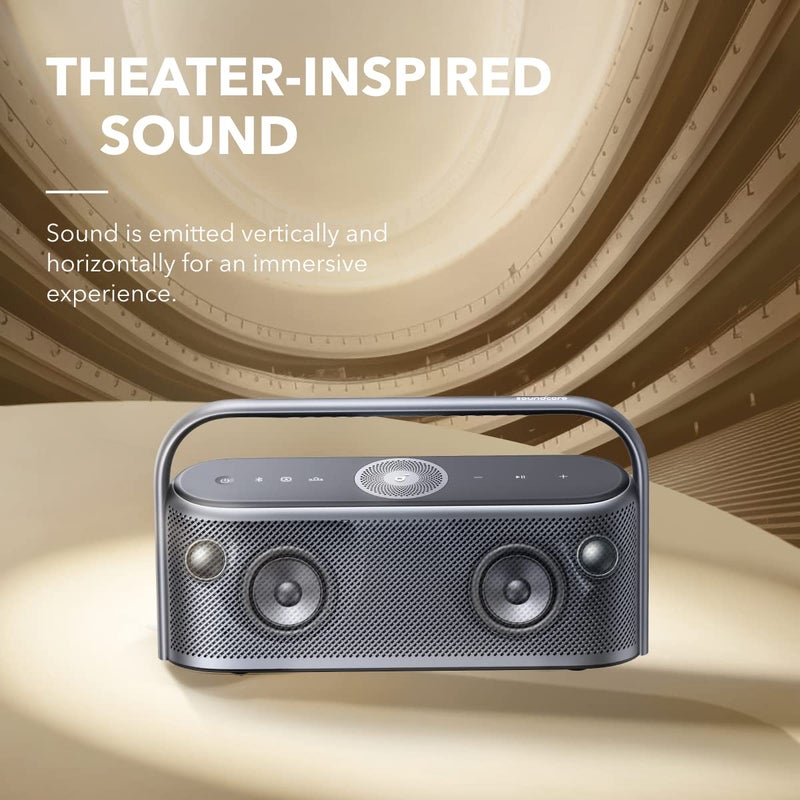 Soundcore سماعة بلوتوث محمولة Soundcore Motion X600 مع صوت مكاني، 50 واط، مقاومة للماء IPX7، EQ احترافي، مدخل AUX، للاستخدام في المنزل، المكتب، الفناء الخلفي والحمام (أزرق) - Image 3