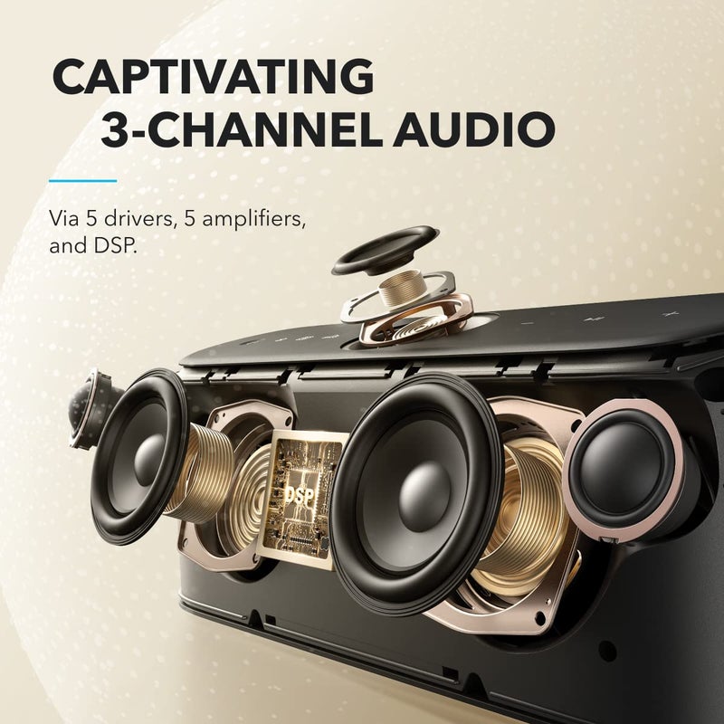 Soundcore سماعة بلوتوث محمولة Soundcore Motion X600 مع صوت مكاني، 50 واط، مقاومة للماء IPX7، EQ احترافي، مدخل AUX، للاستخدام في المنزل، المكتب، الفناء الخلفي والحمام (أزرق) - Image 5