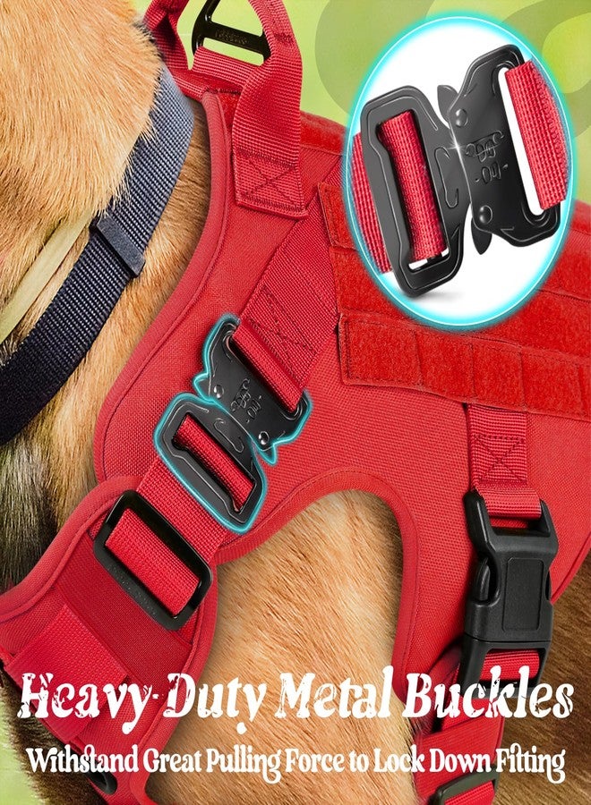 رابيتجو سرج كلاب تكتيكي من رابيت جو، متوسط الحجم، سرج متين للحيوانات الأليفة بمقبض، سترة خدمة مانعة للشد، مناسب للكلاب متوسطة الحجم، سترة عسكرية قابلة للتعديل للتدريب والصيد والمشي، أحمر، متوسط الحجم - Image 3