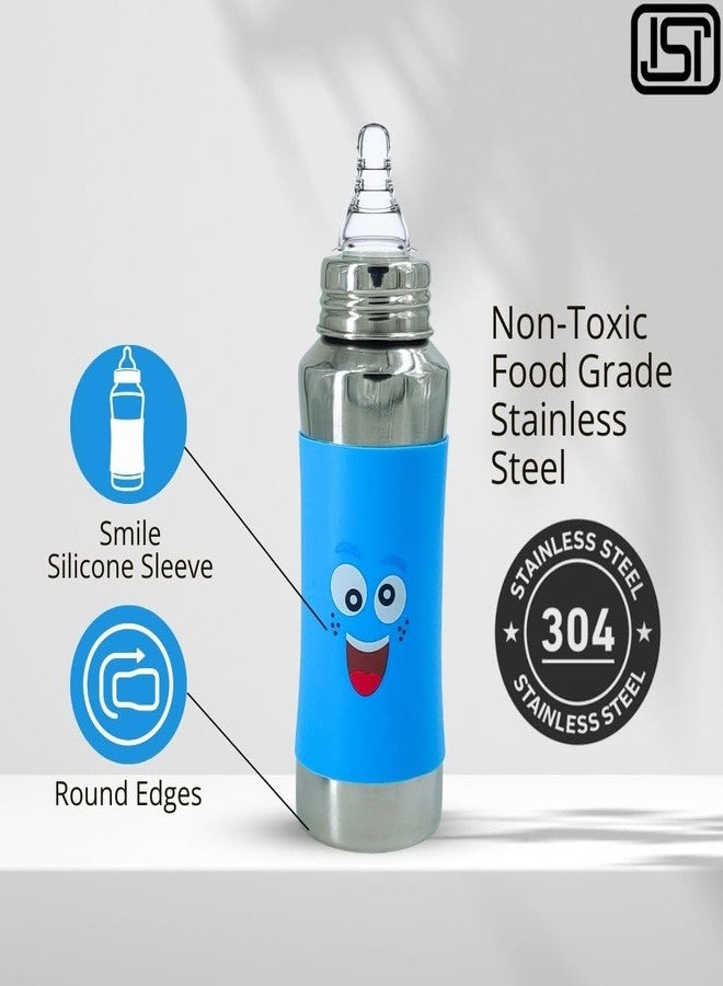 VOIK 3-Piece Baby Feeding Bottle Set 240ml - Stainless Steel Bottle, Anti-Colic Nipple, Teething Brush & Cover | BPA-Free | ISI Approved | Newborn Essentials - Image 5