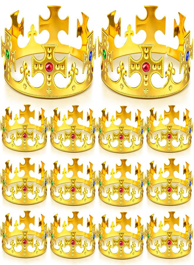 Quelay 12 Pcs King Crown Gold Adjustable Royal Prince Jeweled Crown Medieval for Party Birthday Royal Costume Fun Cosplay (Cross) - Image 1