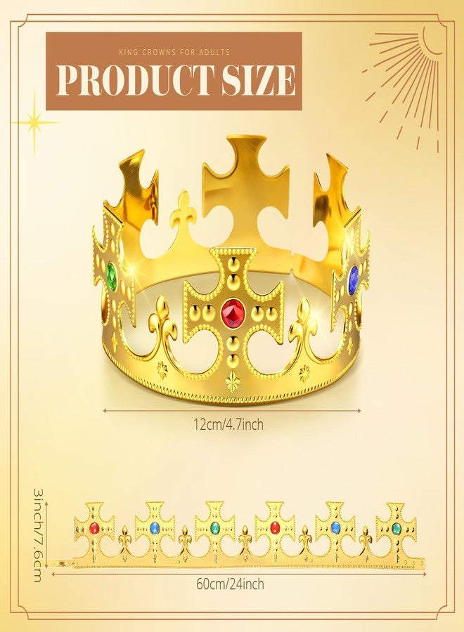 Quelay 12 Pcs King Crown Gold Adjustable Royal Prince Jeweled Crown Medieval for Party Birthday Royal Costume Fun Cosplay (Cross) - Image 2