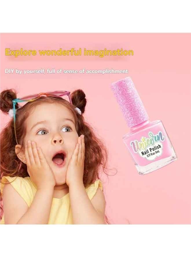 4 Colors Kids Peel Off Nail Polish Set, Water Based Non Toxic Quick Dry Nail Varnish Kit, Safe Water Soluble Non Irritating DIY Nail Art Gift for Little Girls - Image 2
