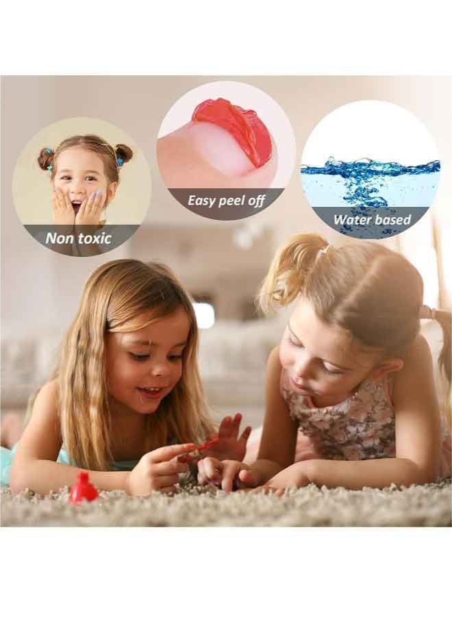 4 Colors Kids Peel Off Nail Polish Set, Water Based Non Toxic Quick Dry Nail Varnish Kit, Safe Water Soluble Non Irritating DIY Nail Art Gift for Little Girls - Image 4