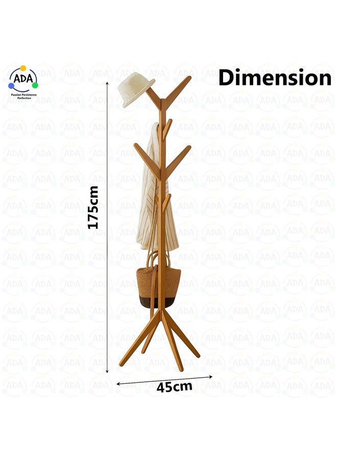 ADA® Premium Natural Bamboo Wood Free Standing Tree Shaped Display Coat Hanger Stand with 4 Tiers, 8 Hooks and Solid Feet for Clothes Scarves and Hats - Dark Brown, Cm - Image 5
