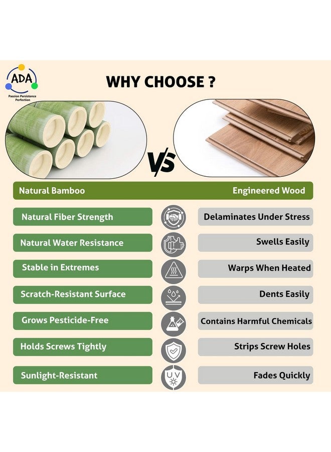 ADA® Premium Natural Bamboo Wood Free Standing Tree Shaped Display Coat Hanger Stand with 4 Tiers, 8 Hooks and Solid Feet for Clothes Scarves and Hats - Dark Brown, Cm - Image 4