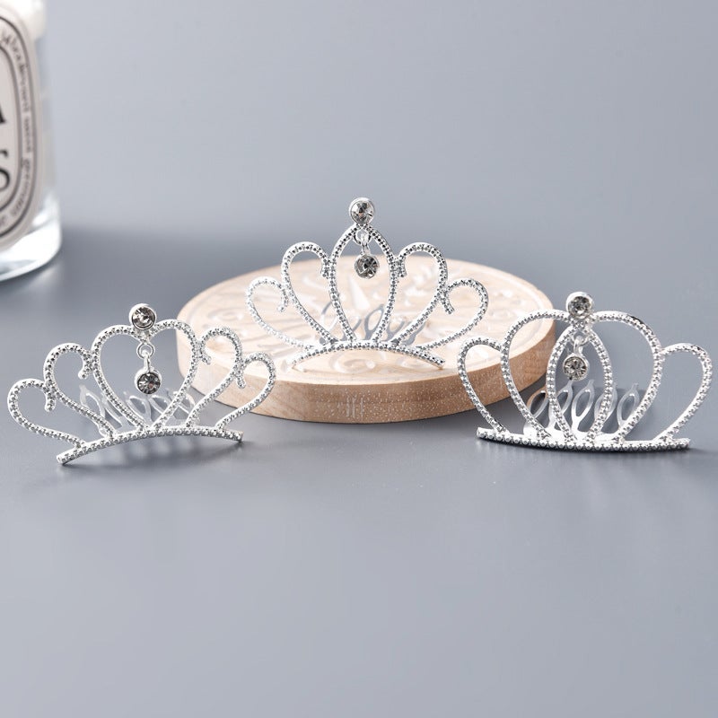 Generic Childrens Performance Hair Accessories Headwear Cute Princess Crystal Rhinestone Crown Hair Comb and Comb Jewelry 7# medium pendant mixed hair