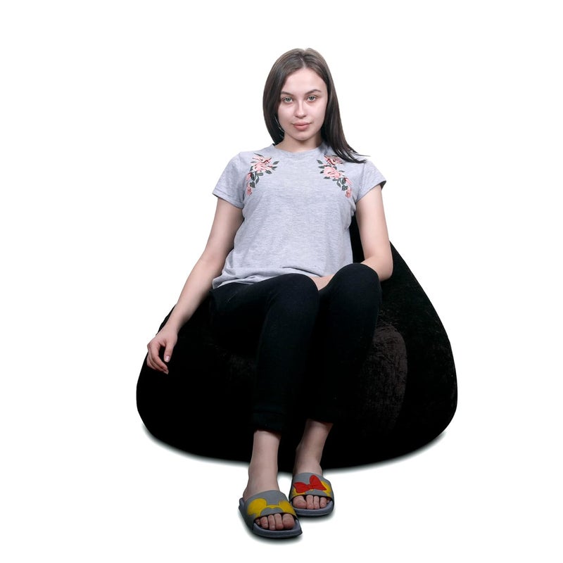 Generic Alfanso Haut Collection Classic Bean Bag SAC Size Chocolate Brown Color in Premium Velvet Fabric Cover Only - Image 4