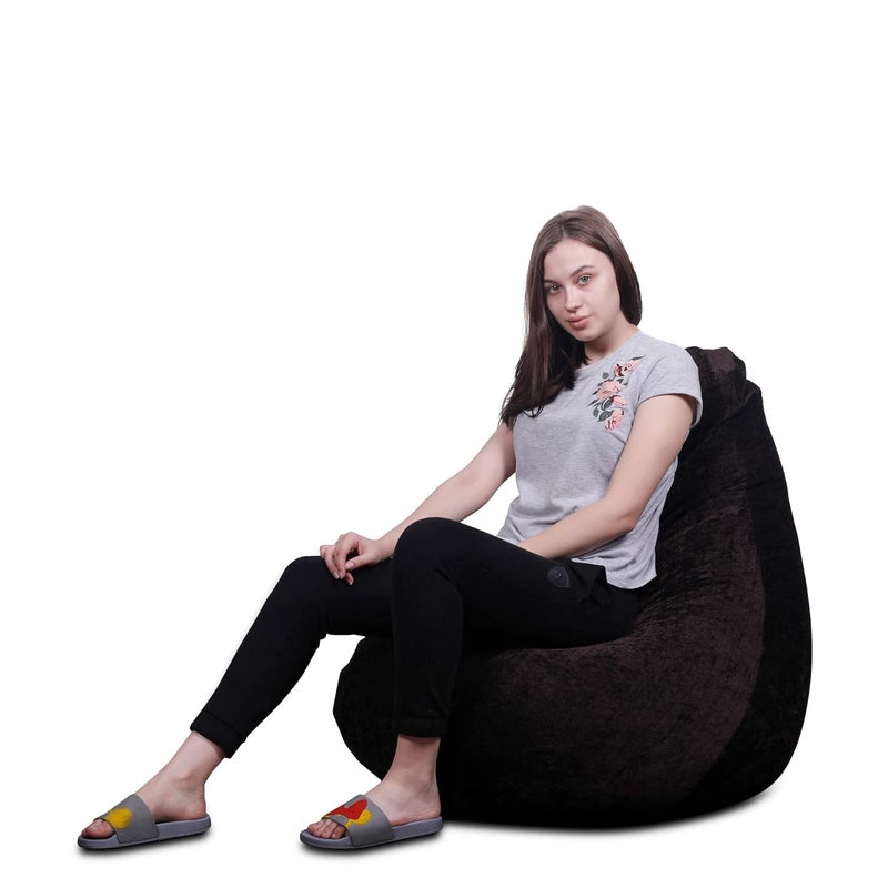 Generic Alfanso Haut Collection Classic Bean Bag SAC Size Chocolate Brown Color in Premium Velvet Fabric Cover Only - Image 3