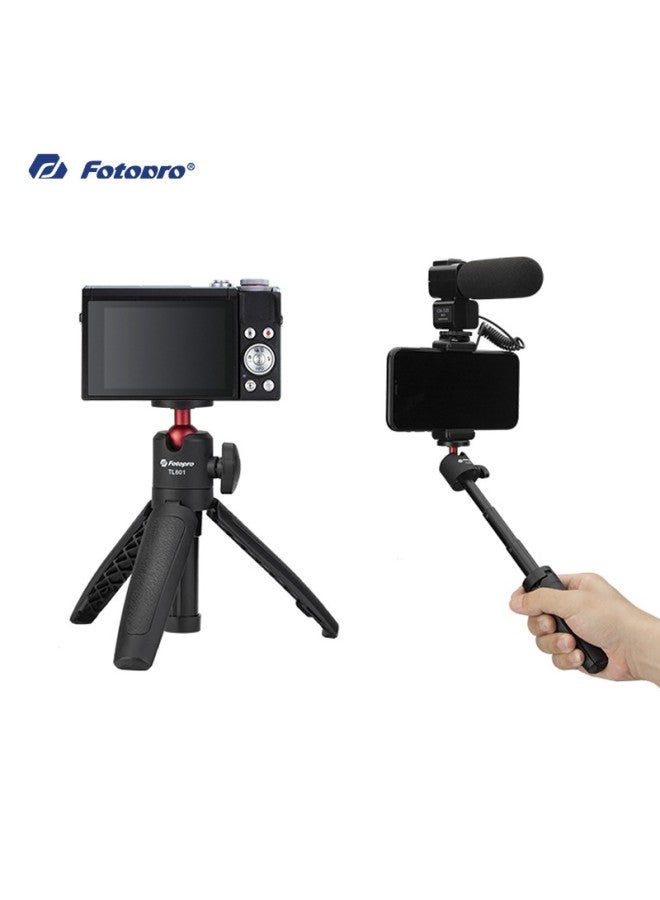 Fotopro Fotopro Tl-601 Portable Mini Camera Mirrorless Tripod, Phone Desktop Stand, Vlog Extendable Selfie Stick, Phone Tripod, Black  - Image 2