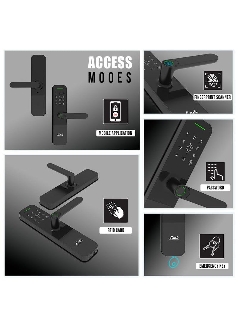 Link Link Smart Vitron Digital Biometric Door Lock WiFi Mobile App Black Premium Capacitive Touch Panel 300 Access Options Remote Unlocking Free Installation and 4 Year Domestic Warranty  - Image 3