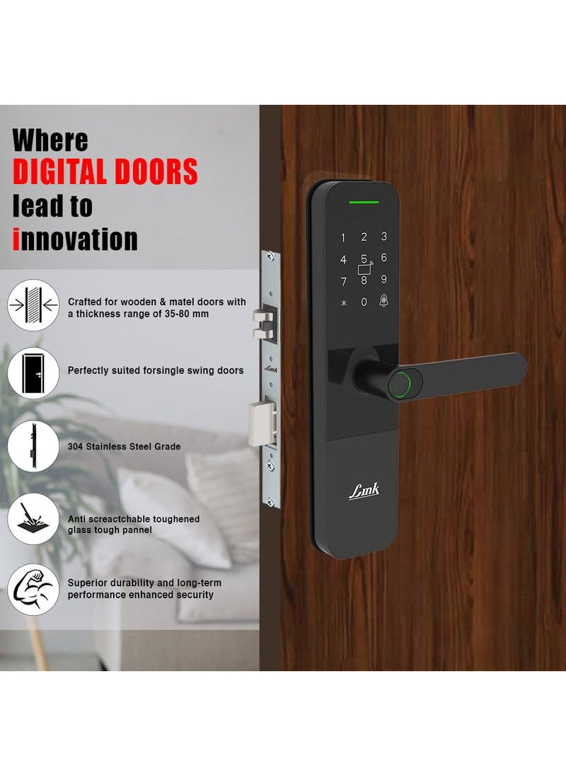 Link Link Smart Vitron Digital Biometric Door Lock WiFi Mobile App Black Premium Capacitive Touch Panel 300 Access Options Remote Unlocking Free Installation and 4 Year Domestic Warranty  - Image 2