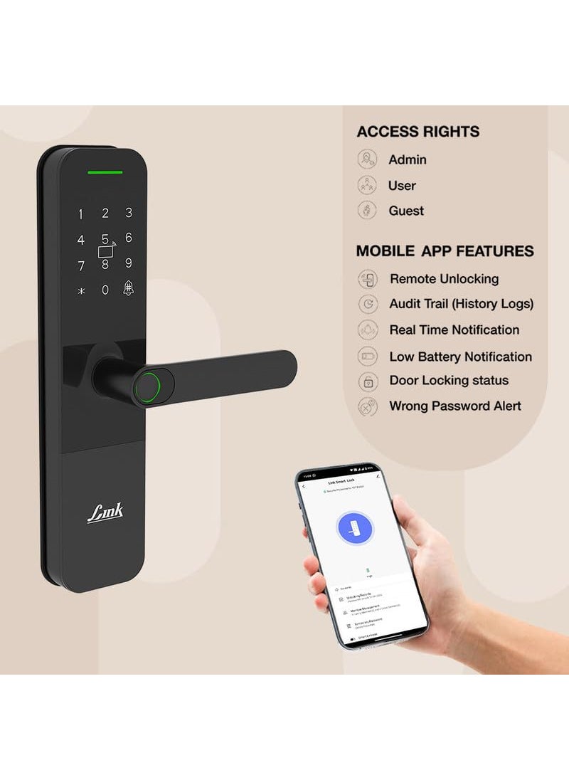Link Link Smart Vitron Digital Biometric Door Lock WiFi Mobile App Black Premium Capacitive Touch Panel 300 Access Options Remote Unlocking Free Installation and 4 Year Domestic Warranty  - Image 4