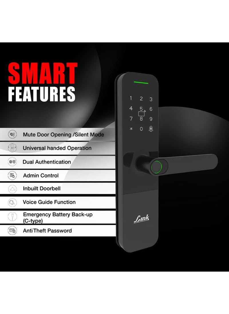 Link Link Smart Vitron Digital Biometric Door Lock WiFi Mobile App Black Premium Capacitive Touch Panel 300 Access Options Remote Unlocking Free Installation and 4 Year Domestic Warranty  - Image 5