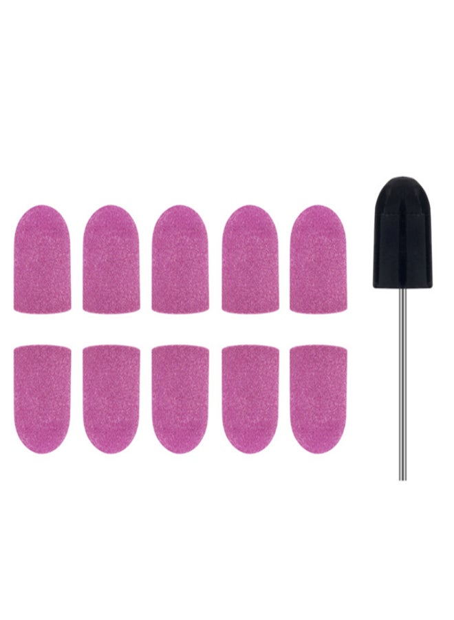 10pcs 120# Nail Sanding Caps Nail Sand Ring Pedicure & Manicure Nail Tool with 1pcs Rubber - Image 1