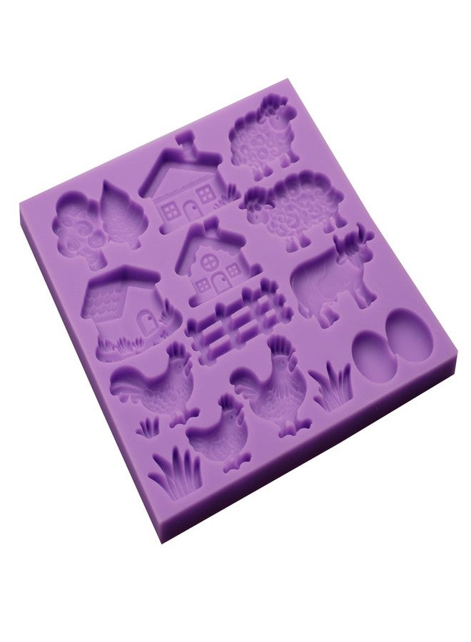 acvcatto Farm Animal Silicone Mold, Lovely Cow Sheep Chicken Fondant Mold for House Design Cake Decorating Tool Biscuit Cookies Sugar Chocolate Hard Dessert Decor, 14 Cavity Baking Mold - Image 5