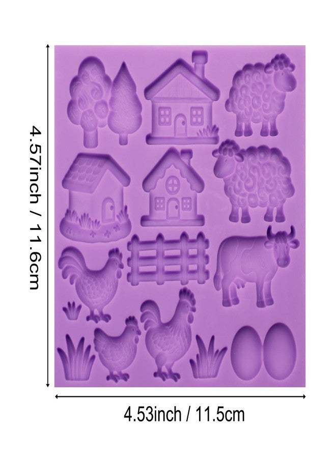 acvcatto Farm Animal Silicone Mold, Lovely Cow Sheep Chicken Fondant Mold for House Design Cake Decorating Tool Biscuit Cookies Sugar Chocolate Hard Dessert Decor, 14 Cavity Baking Mold - Image 2