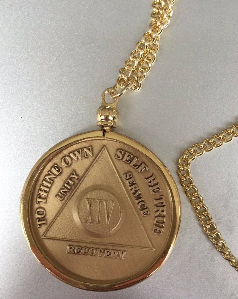 RecoveryChip Wendell's Fit AA NA Medallion Sobriety Chip Necklace Medallion Holder 22" Fits 34x2mm Coins - Image 4