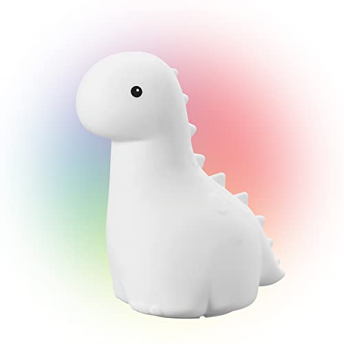 Globe Electric Multicolor LED Silicone Night Light, Brontosaurus Tap Light, Rechargeable, Color Changing, Soft BPA-Free Body, Kids Nursery Décor, 13848 - Image 1