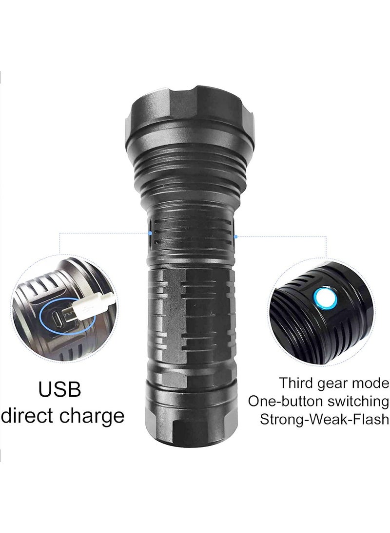 360 5 Modes Rechargeable Flashlight Including Battery, USB Cord and Bag Super Bright, Zoomable, Waterproof LED - Image 3